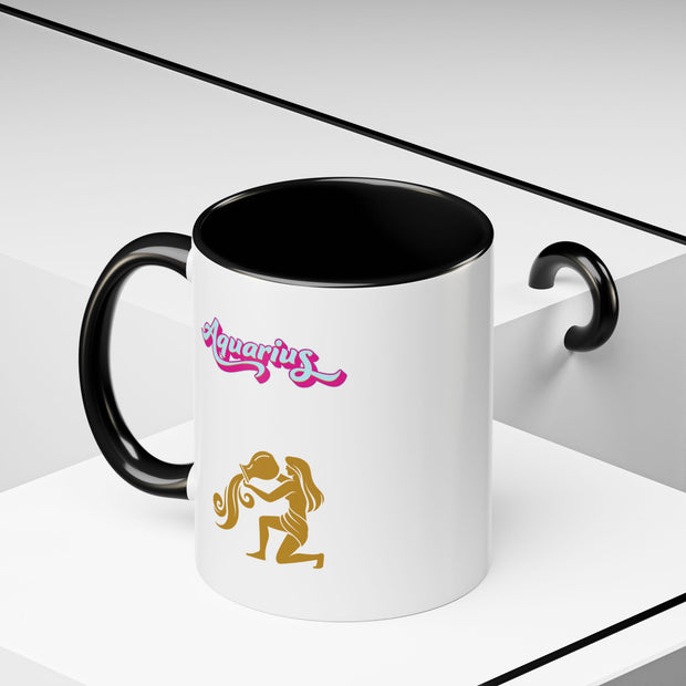 'Aquarius' Zodiac Accent Coffee Mug
