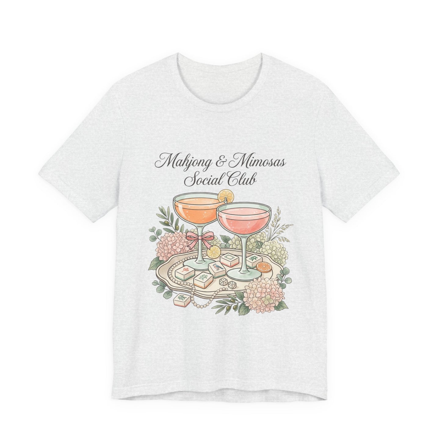 Mahjong & Mimosas Shirt, Mahjong Social Club Tee, Pastel Mahjong Graphic T-Shirt, Brunch Club Gift for Her