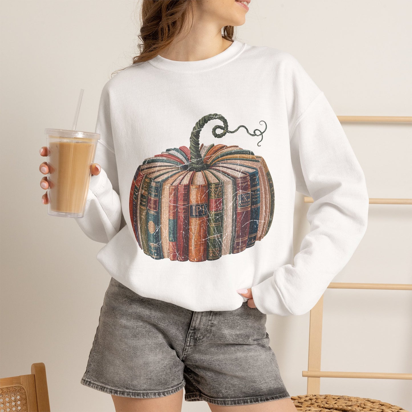 Patchwork Pumpkin Crewneck Sweatshirt | Fall Plaid Pumpkin Shirt
