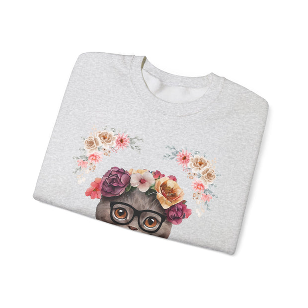 Geeky Goddess Dark Gray Cat Unisex Crewneck Sweatshirt