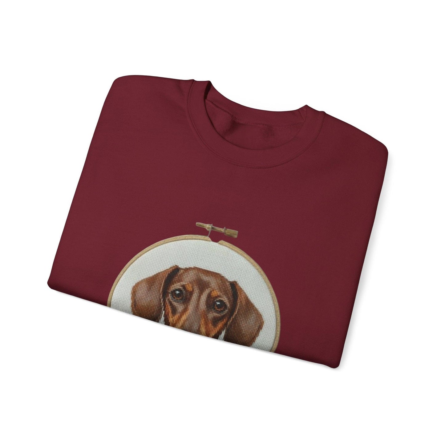 Dachshund Portrait Sweatshirt | Embroidery Hoop Dog Art, Cute Wiener Dog