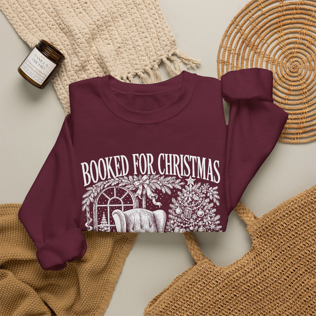 Booked for Christmas Sweatshirt, Book Lover Christmas Crewneck, Cozy Reader Sweater, Bookish Holiday Shirt, BookTok Christmas Gift