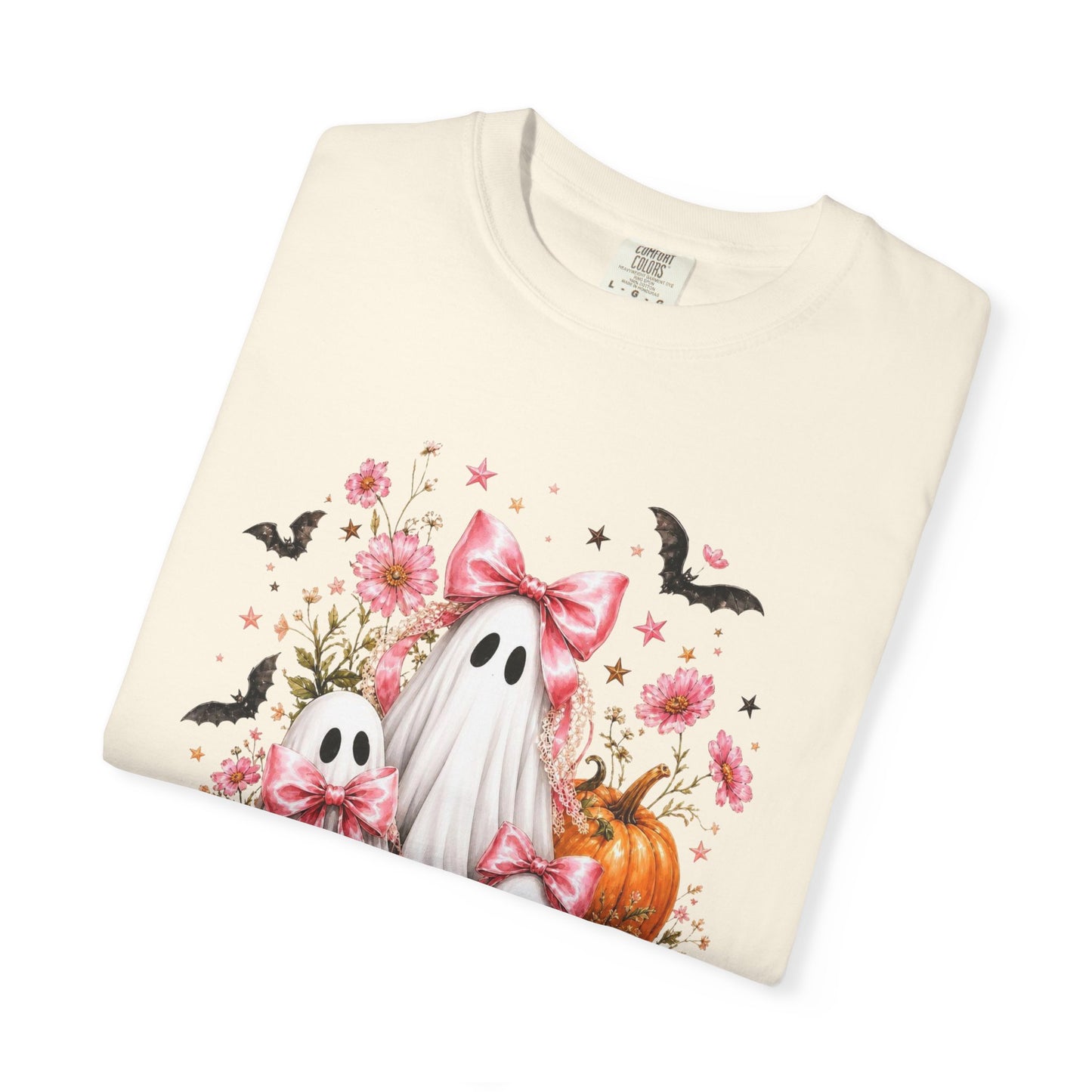 Coquette Ghost Halloween Shirt, Pink Bow Ghost T-Shirt, Cute Spooky Season Tee, Girly Halloween Pumpkin Graphic, Fall Aesthetic Shirt
