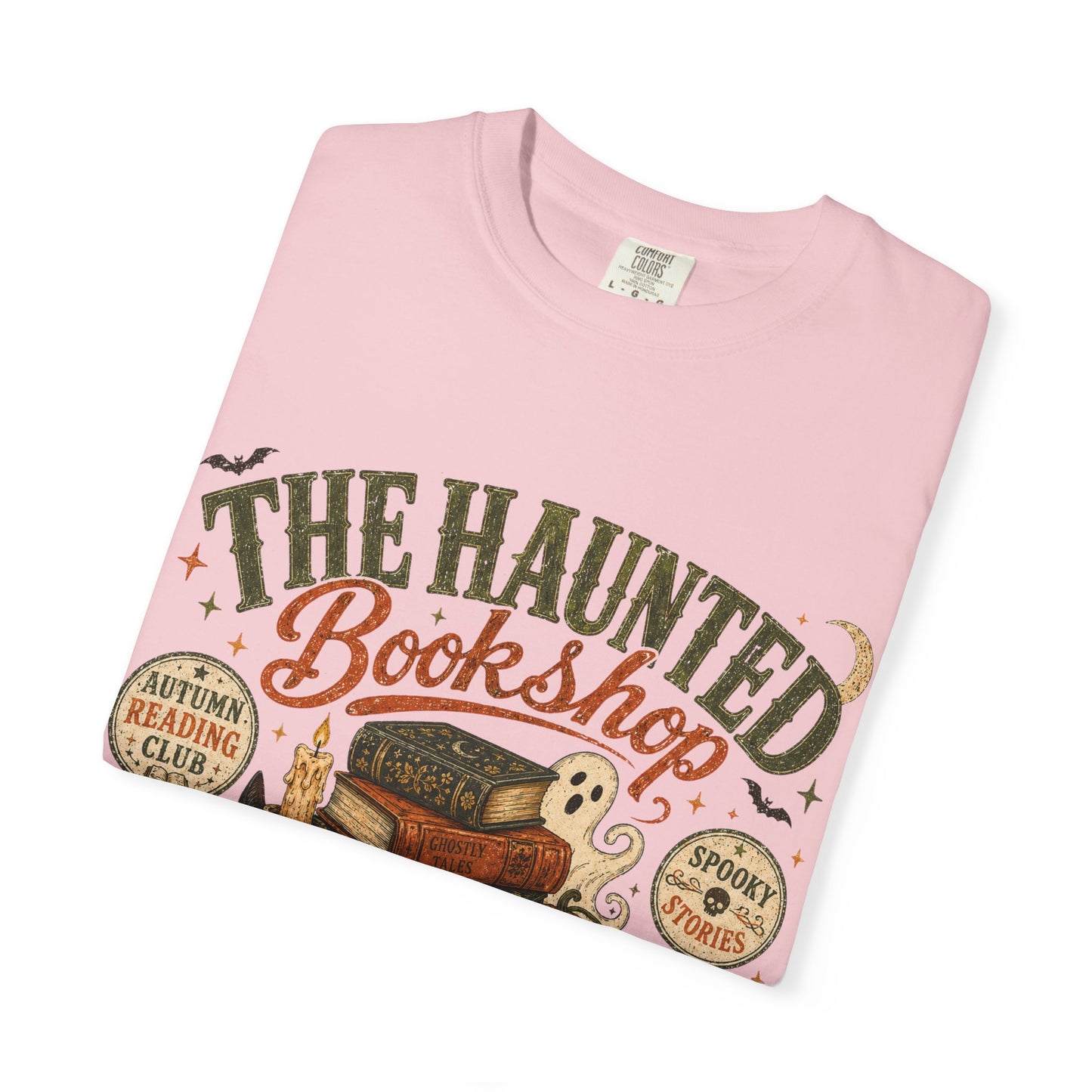 The Haunted Bookshop T-Shirt, Spooky Book Lover Shirt, Cozy Autumn Reading Tee, Halloween Bookstore Graphic, BookTok Reader Gift