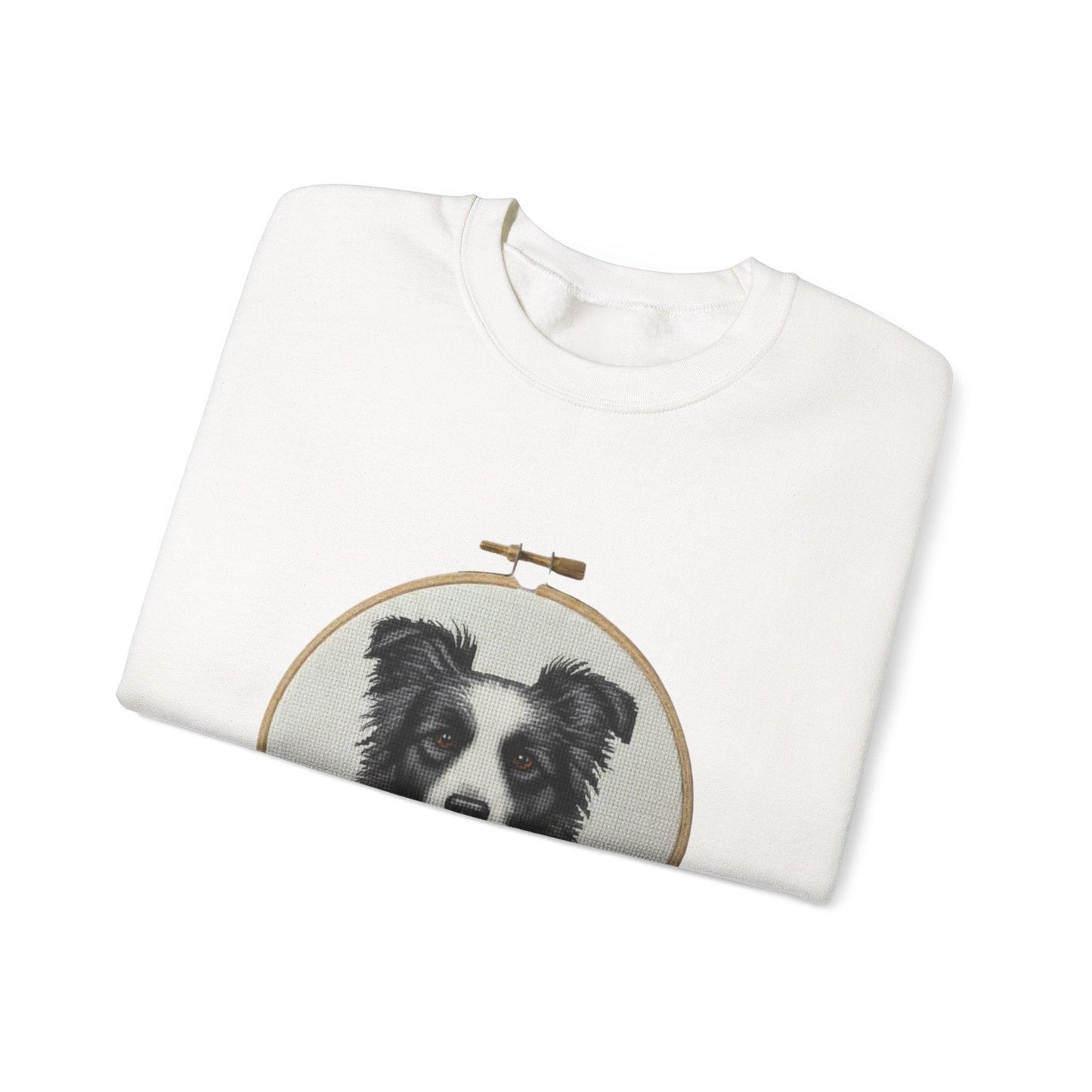 Border Collie Portrait Crewneck Sweatshirt | Embroidery Hoop Dog Design