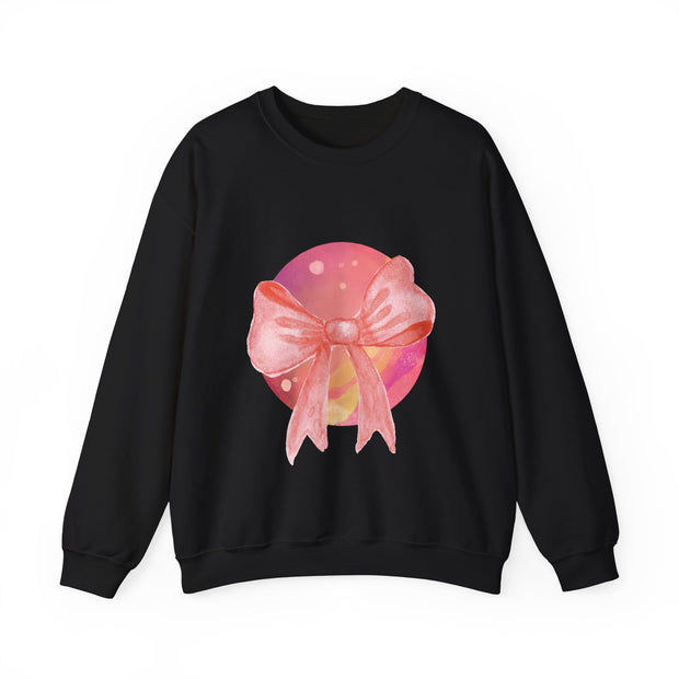 Pink/Yellow Planet Wrapped In A Bow Unisex Crewneck Sweatshirt