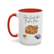 'Feline Good With A Book & Brew' Accent Coffee Mug