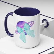 Purple Saturn Wrapped In A Bow Accent Coffee Mug
