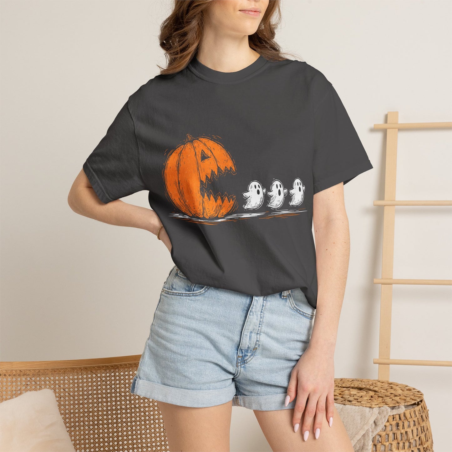 Jack-o'-Lantern Pumpkin and Ghosts T-shirt | Halloween Pumpkin Tee