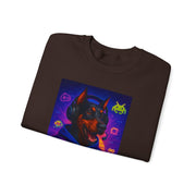 Gaming Doberman Graphic Crewneck Sweatshirt | Retro Arcade Dog Gamer