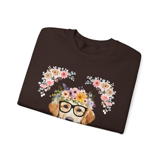 Geeky Goddess Golden Retriever Unisex Crewneck Sweatshirt