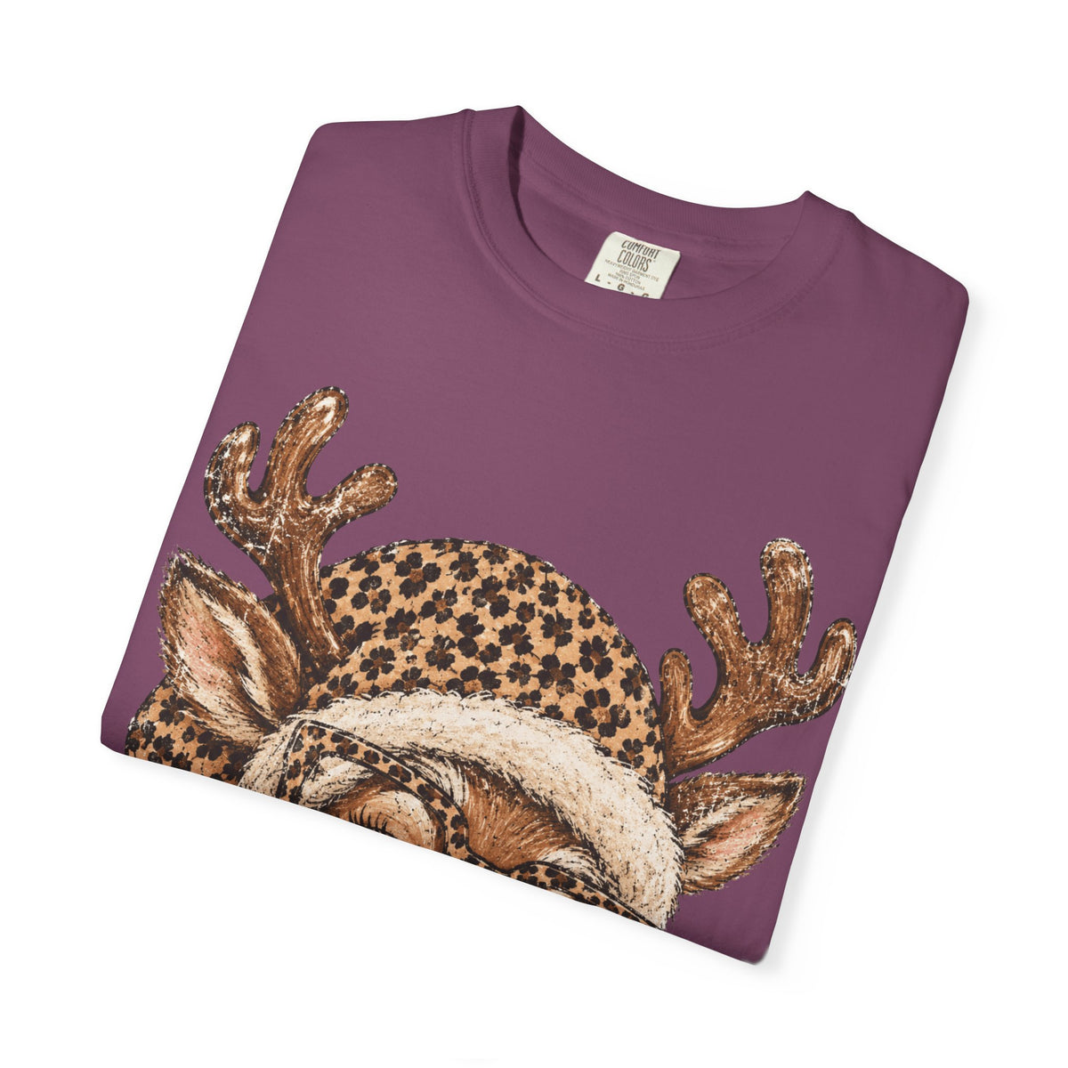 Leopard Reindeer Christmas Shirt, Retro Reindeer Tee, Cheetah Print Holiday Shirt, Cute Christmas T-Shirt, Reindeer Gift for Her