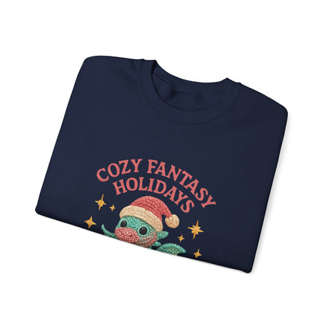 Cozy Fantasy Holidays Sweatshirt, Cute Dragon Gift, Unisex Holiday Apparel, Warm Crewneck Sweater, Casual Winter Outfit