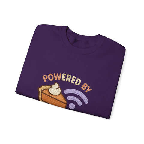 Powered by Pie and Wi-Fi Crewneck Sweatshirt, Cozy Sweatshirt Gift, Funny Thanksgiving Apparel, Comfy Fall Wear, Unisex Sweater
