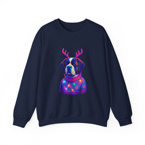 Saint Bernard with Reindeer Antlers sweatshirt | Holiday Dog Sweater Design