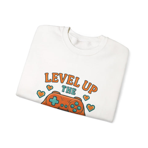 Funny Gamer Sweatshirt, Level Up Leftovers Crewneck, Gifts for Gamers, Casual Wear, Thanksgiving Sweatshirt, Cute Holiday Apparel
