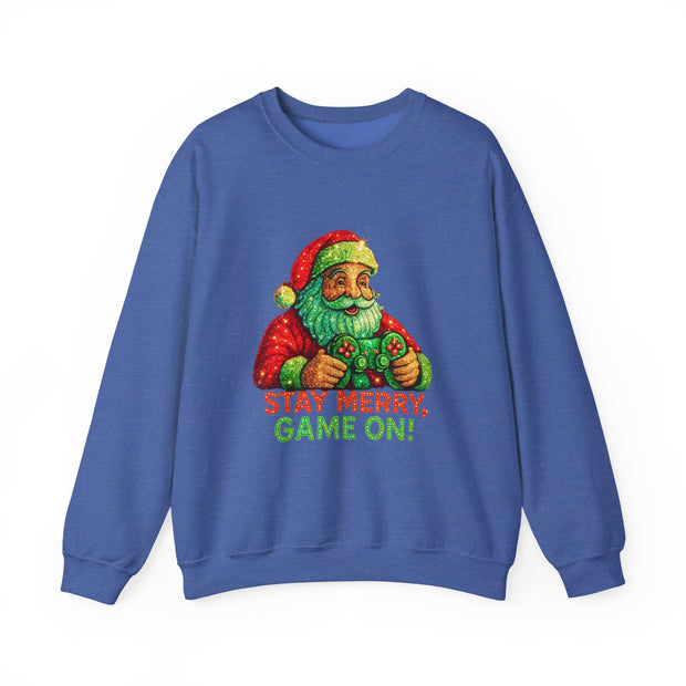 Santa with Game Controller Sweatshirt | Stay Merry Game On Christmas