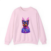 Festive Dog Sweatshirt, Cozy Unisex Crewneck, Pet Lover Gift, Holiday Apparel, Cute Dog Design