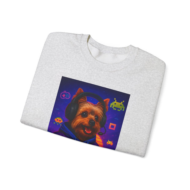Gaming Yorkie Controller Sweatshirt | Gamer Yorkshire Terrier graphic crewneck