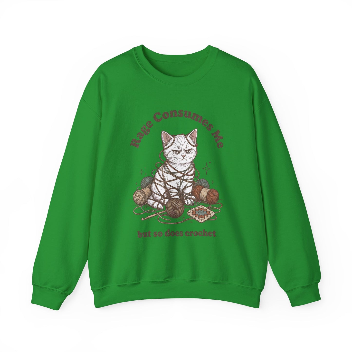 Rage Consumes Me Crochet Cat Shirt, Funny Knitting Tee, Grandma Hobbies Sweatshirt