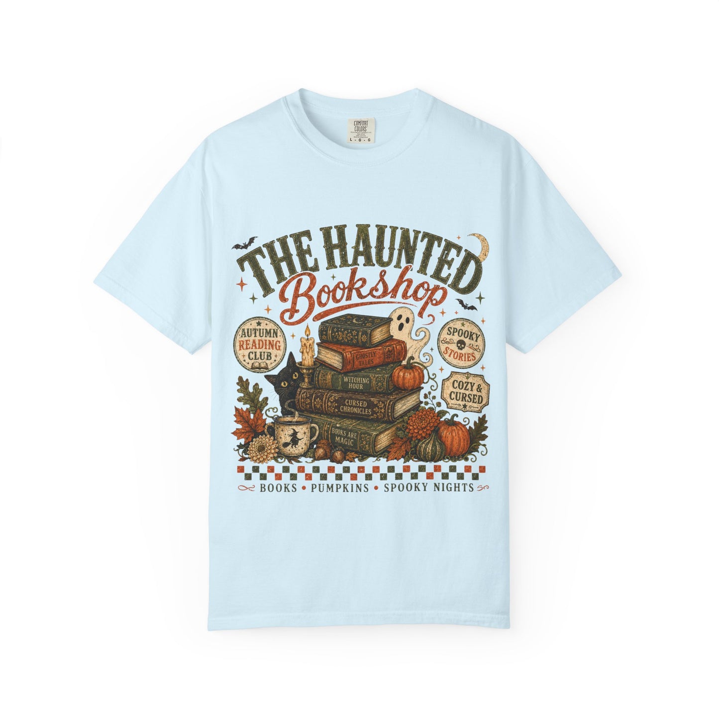 The Haunted Bookshop T-Shirt, Spooky Book Lover Shirt, Cozy Autumn Reading Tee, Halloween Bookstore Graphic, BookTok Reader Gift