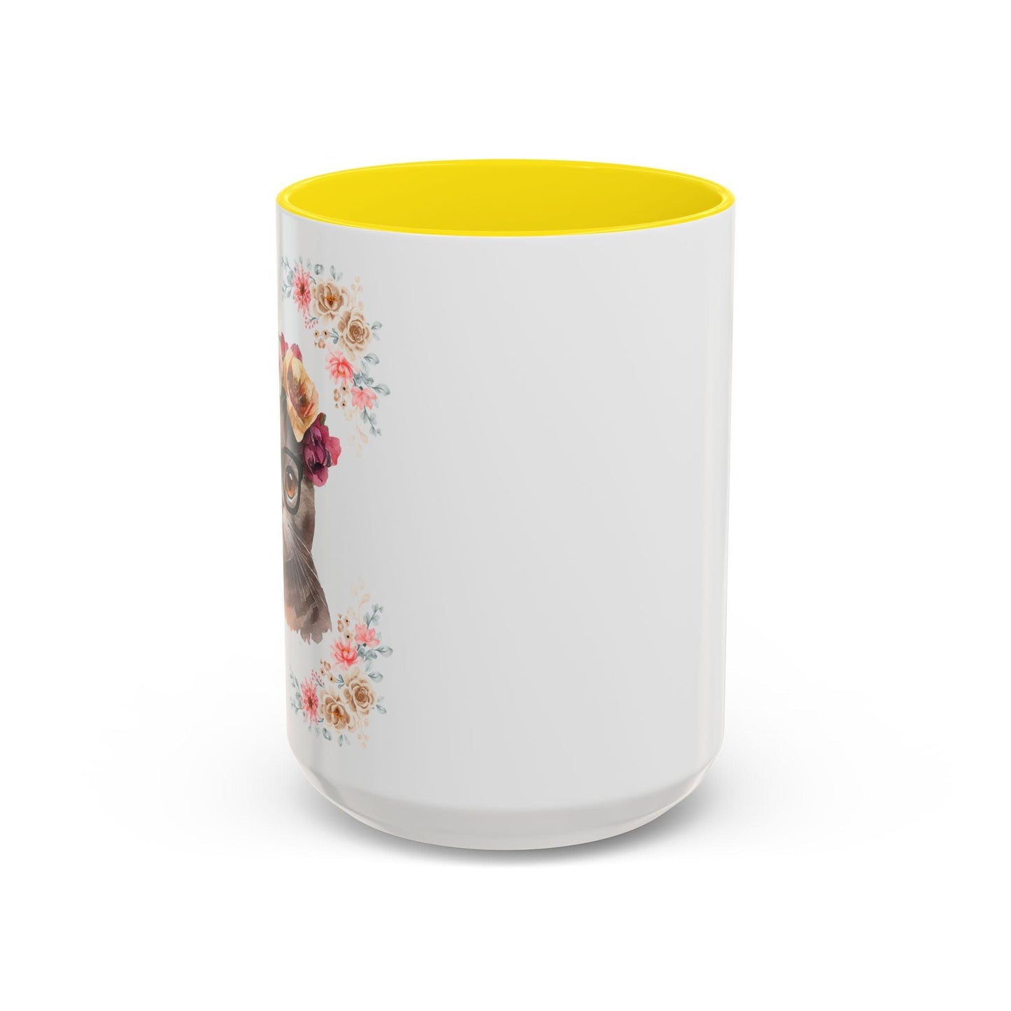 Geeky Goddess Dark Gray Cat Accent Coffee Mug