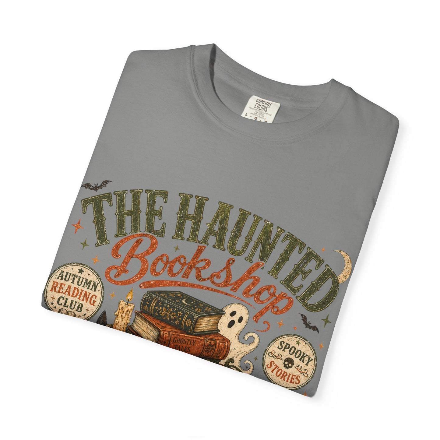 The Haunted Bookshop T-Shirt, Spooky Book Lover Shirt, Cozy Autumn Reading Tee, Halloween Bookstore Graphic, BookTok Reader Gift