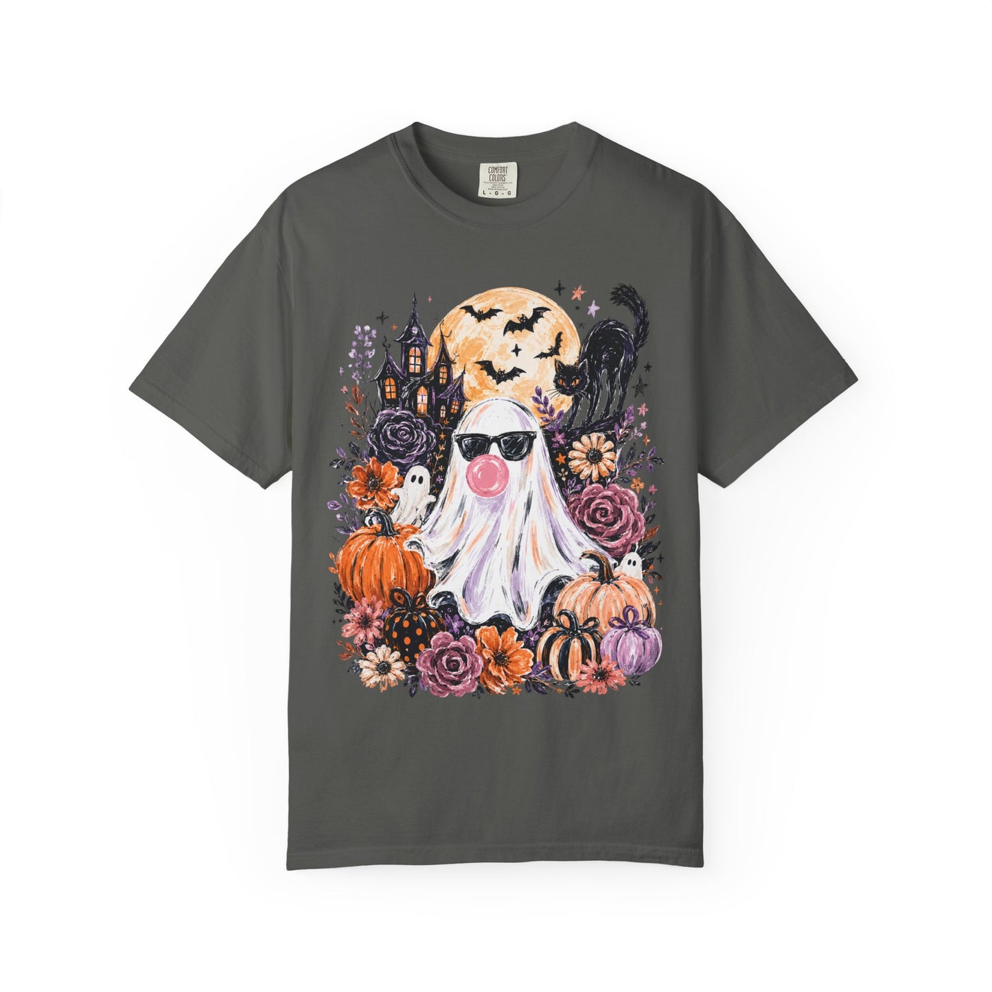 Cute Sunglasses Ghost Halloween T-shirt | Pumpkin, Black Cat, Haunted House