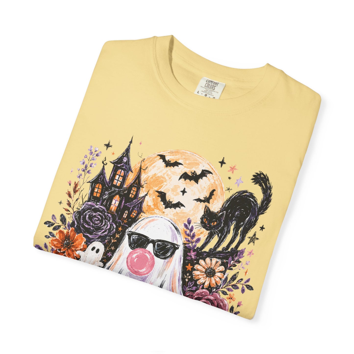 Cute Sunglasses Ghost Halloween T-shirt | Pumpkin, Black Cat, Haunted House