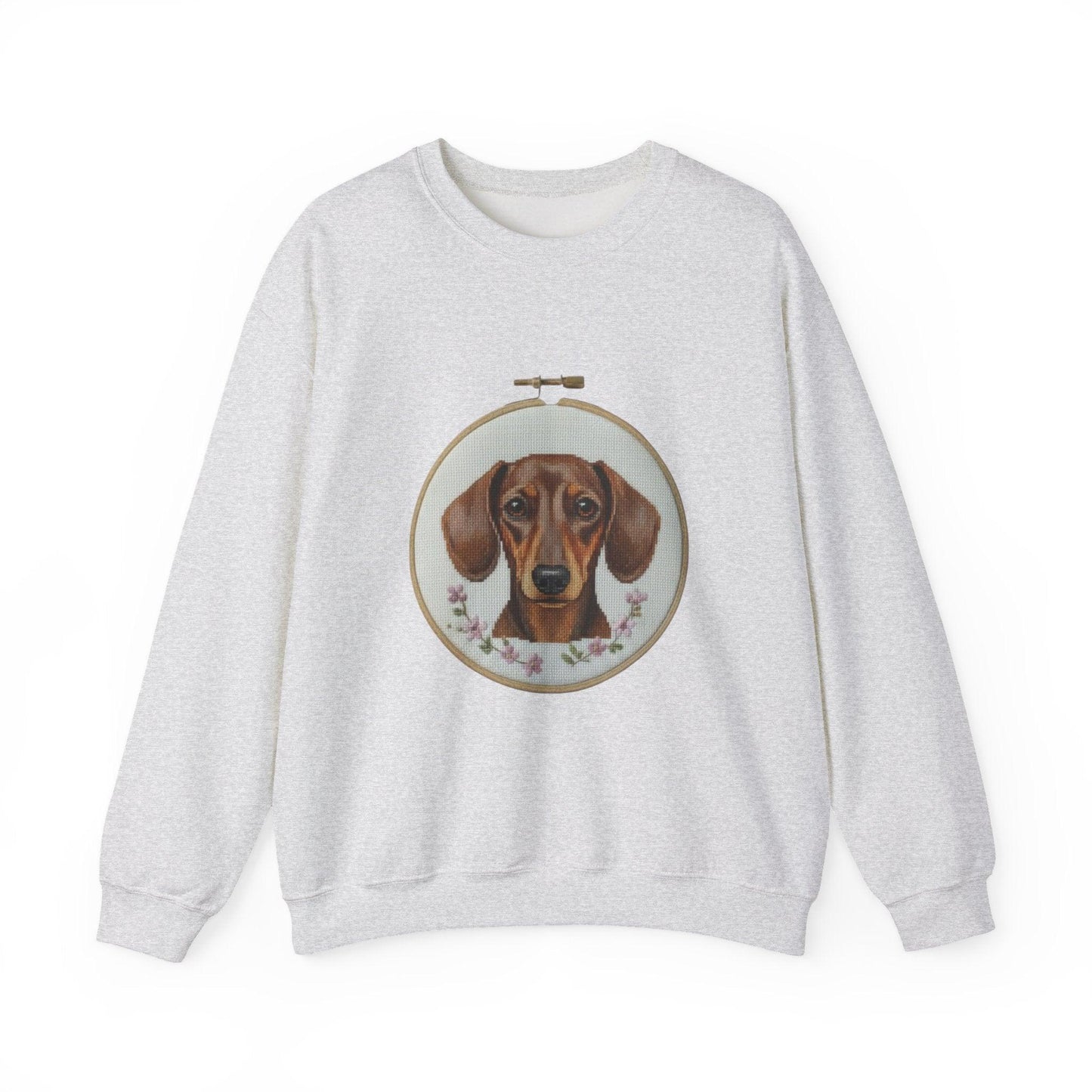 Dachshund Portrait Sweatshirt | Embroidery Hoop Dog Art, Cute Wiener Dog
