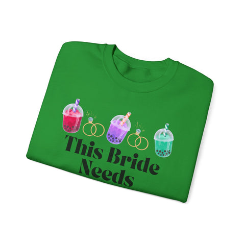 'This Bride Needs Boba' Unisex Crewneck Sweatshirt