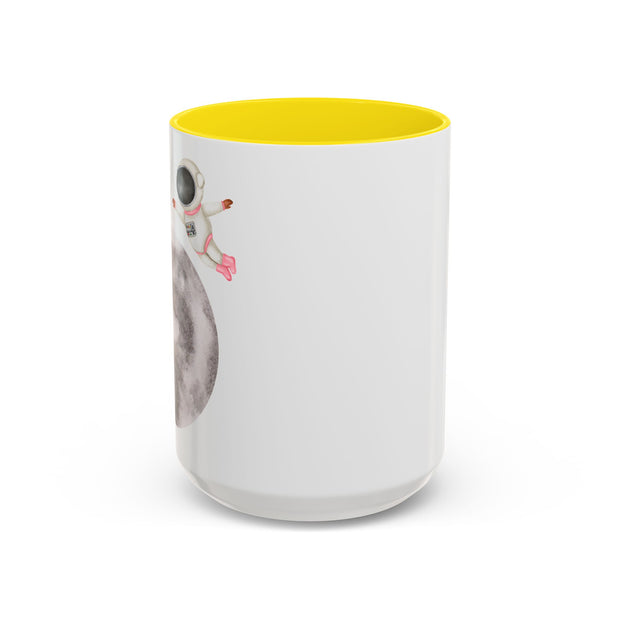 Astronaut Flying To The Moon Accent Coffee Mug