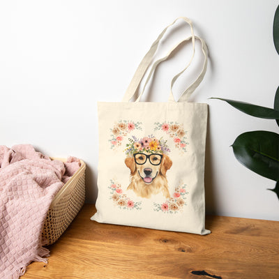 Geeky Goddess Golden Retriever Cotton Canvas Tote Bag