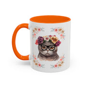 Geeky Goddess Dark Gray Cat Accent Coffee Mug