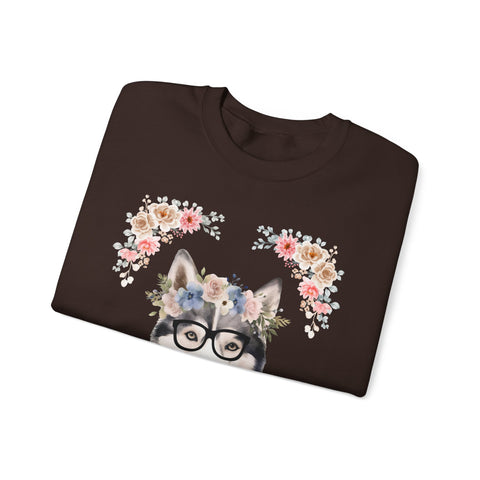 Geeky Goddess Siberian Husky Unisex Crewneck Sweatshirt