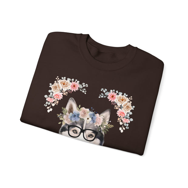 Geeky Goddess Siberian Husky Unisex Crewneck Sweatshirt