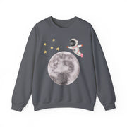 Astronaut Flying To The Moon Unisex Crewneck Sweatshirt