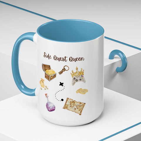 'Side Quest Queen' Accent Coffee Mug