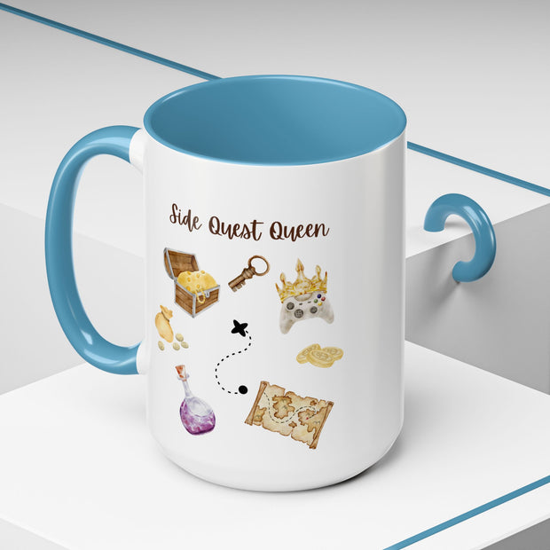 'Side Quest Queen' Accent Coffee Mug