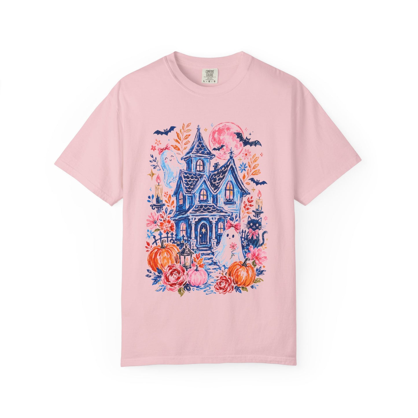 Spooky Haunted House Halloween T-Shirt | Ghosts, Pumpkins, Bats