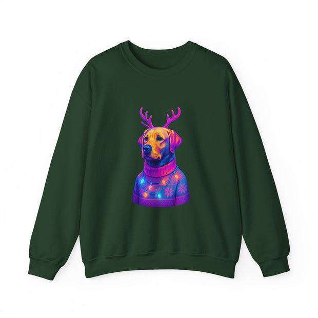 Neon Labrador Reindeer Sweater Sweatshirt | Colorful Dog Christmas Crewneck