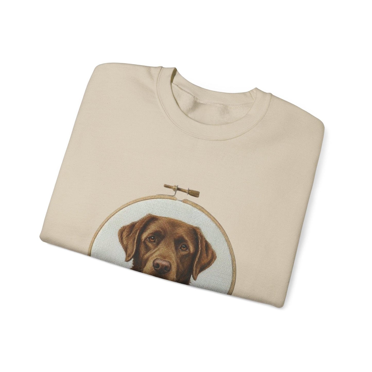 Chocolate Labrador Portrait Sweatshirt | Floral Hoop Embroidery Art