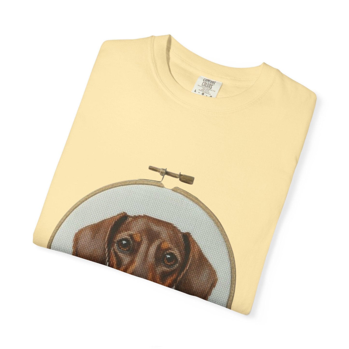 Dachshund Portrait T-shirt | Embroidery Hoop Dog Illustration