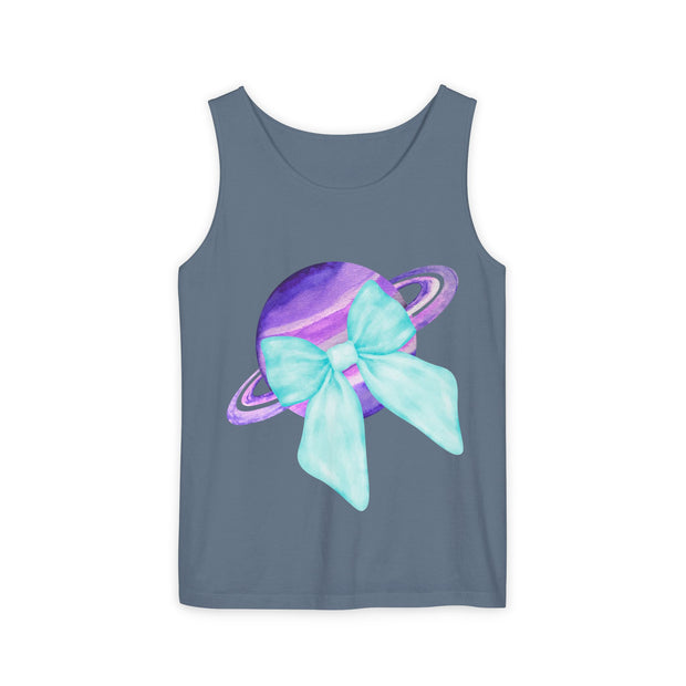 Purple Saturn Wrapped In Bow Unisex Tank Top