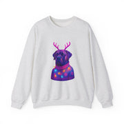 Neon Reindeer English Mastiff Sweatshirt | Dog with Antlers, Holiday Lights Sweater