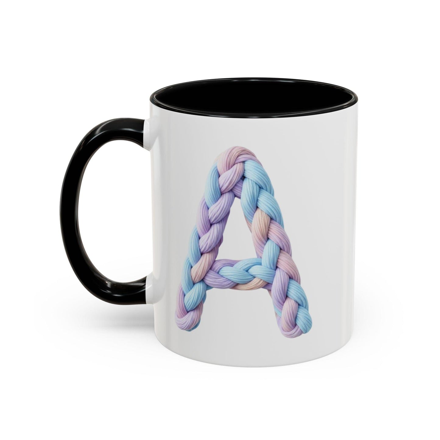 Minimalist Embroidery Typography Accent Coffee Mug | Pastel Thread Design