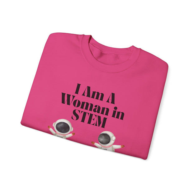 "I Am A Woman in STEM" Astronaut Unisex Crewneck Sweatshirt