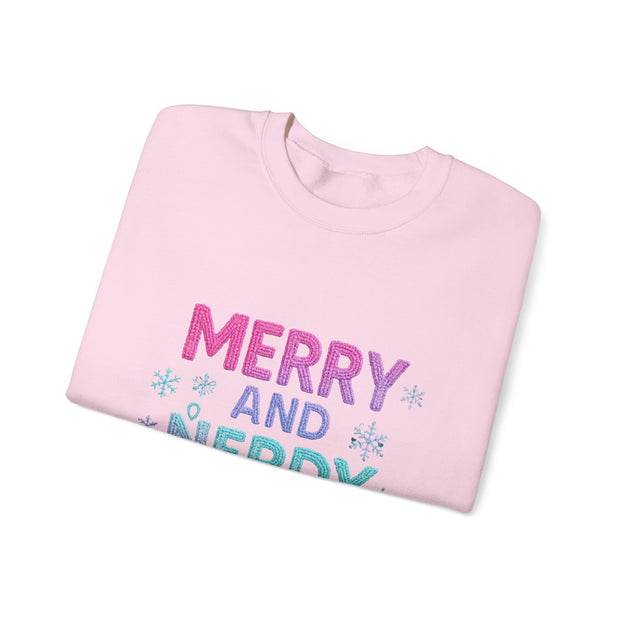 Festive Gamer Crewneck Sweatshirt - Merry and Nerdy, Unisex Sweatshirt, Holiday Apparel, Gaming Sweatshirt, Cozy Gift for Gamers