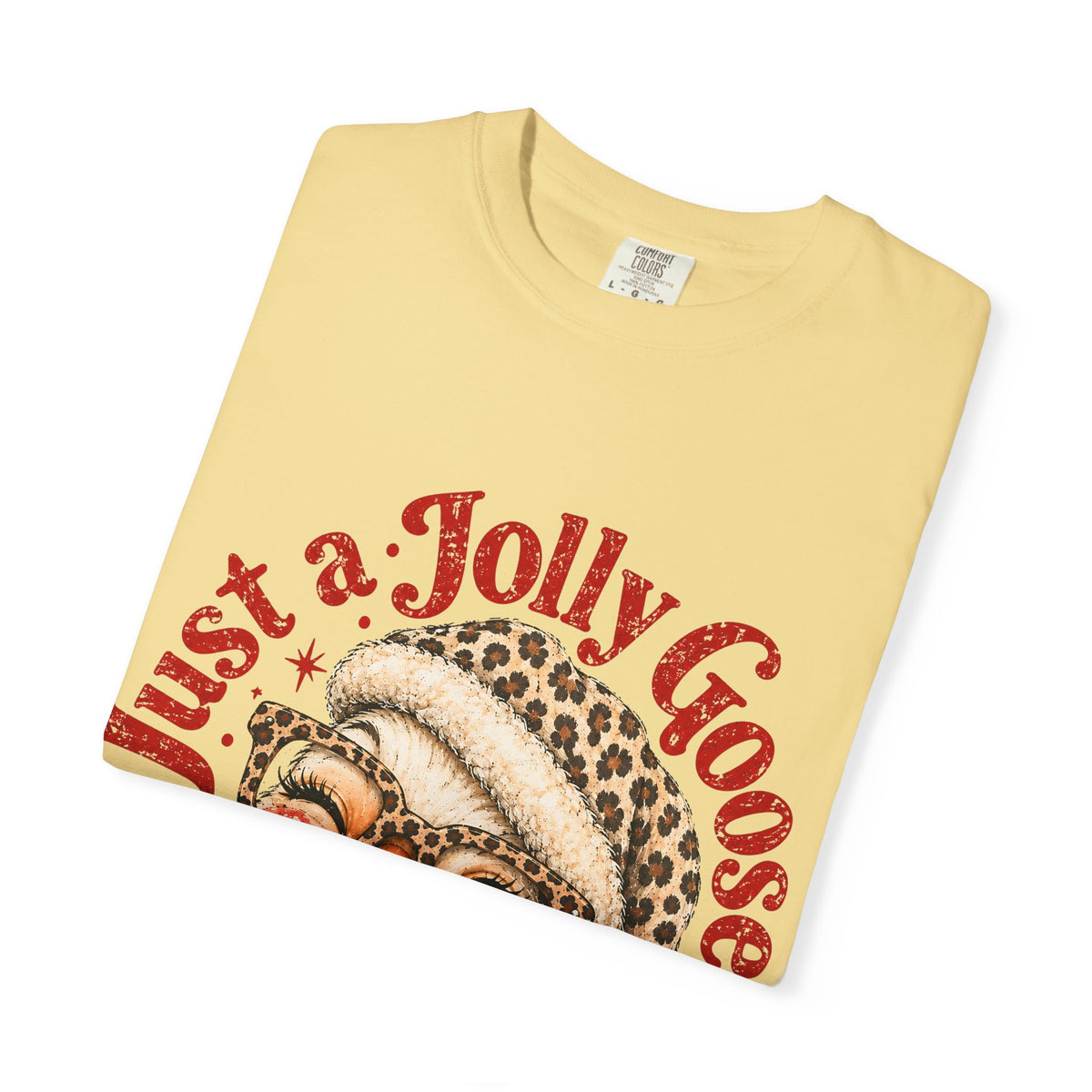 Jolly Goose Christmas Shirt, Funny Christmas Goose Tee, Leopard Santa Goose Shirt, Goose Lover Gift, Retro Holiday T-Shirt