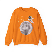 Astronaut Flying To The Moon Unisex Crewneck Sweatshirt